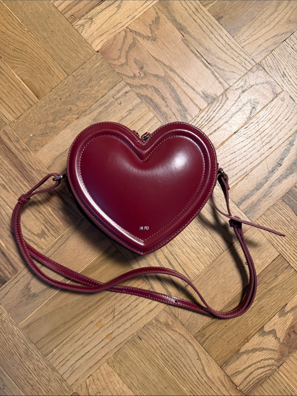 JW PEI Heart Crossbody Bag in Burgundy heart cool funky
